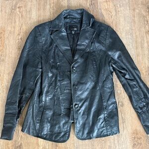 Black blazer leather jacket women’s